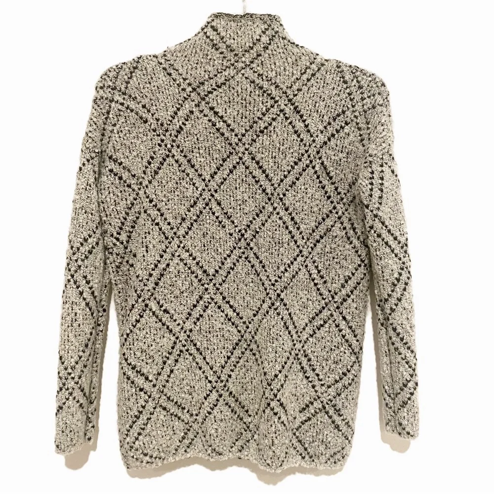 Chelsea & Theodore | Wool Turtleneck Sweater Gray Diamond Size Small